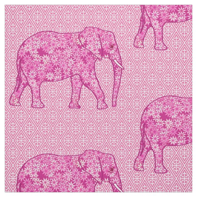 Blomelefant - fuchsisk rosa tyg (Provkarta)