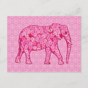 Blomelefant - fuchsisk rosa vykort