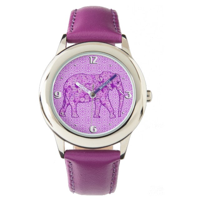 Blomelefant - lila av ametyst armbandsur (Framsida)