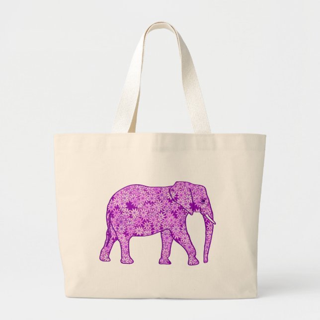 Blomelefant - lila av ametyst jumbo tygkasse (Framsidan)