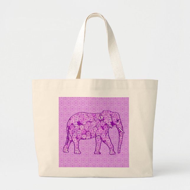 Blomelefant - lila av ametyst jumbo tygkasse (Framsidan)