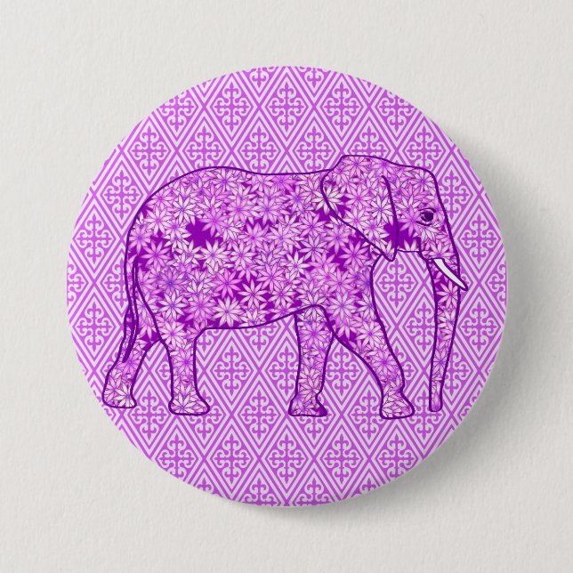 Blomelefant - lila av ametyst knapp (Framsida)