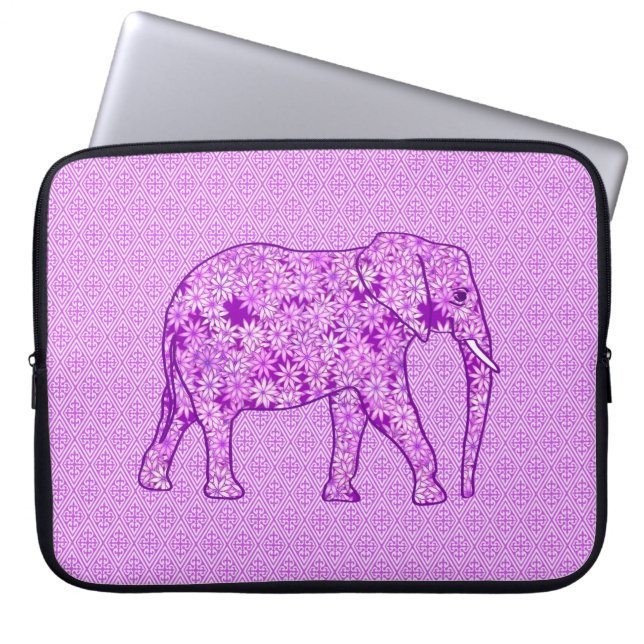 Blomelefant - lila av ametyst laptop fodral (Framsidan)