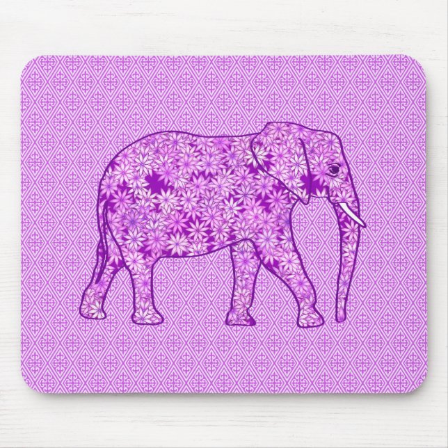 Blomelefant - lila av ametyst musmatta (Framsidan)