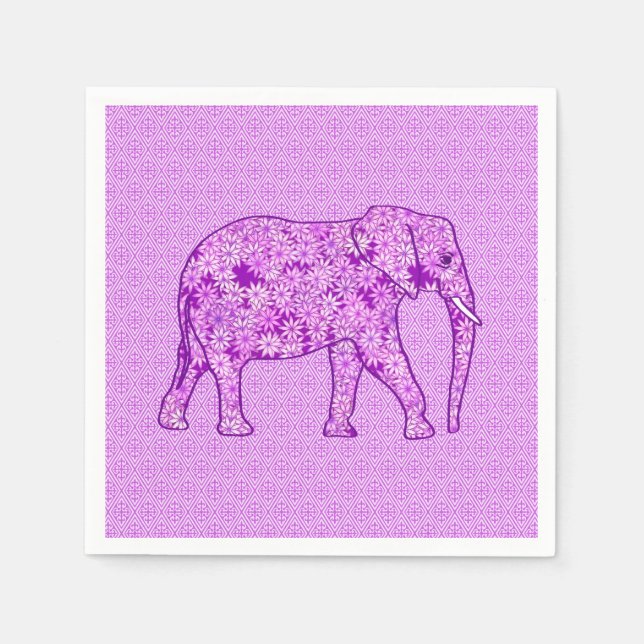 Blomelefant - lila av ametyst pappersservett (Framsidan)