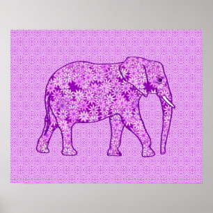 Blomelefant - lila av ametyst poster