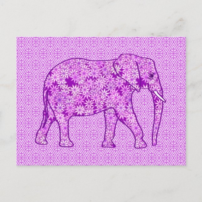 Blomelefant - lila av ametyst vykort (Framsida)