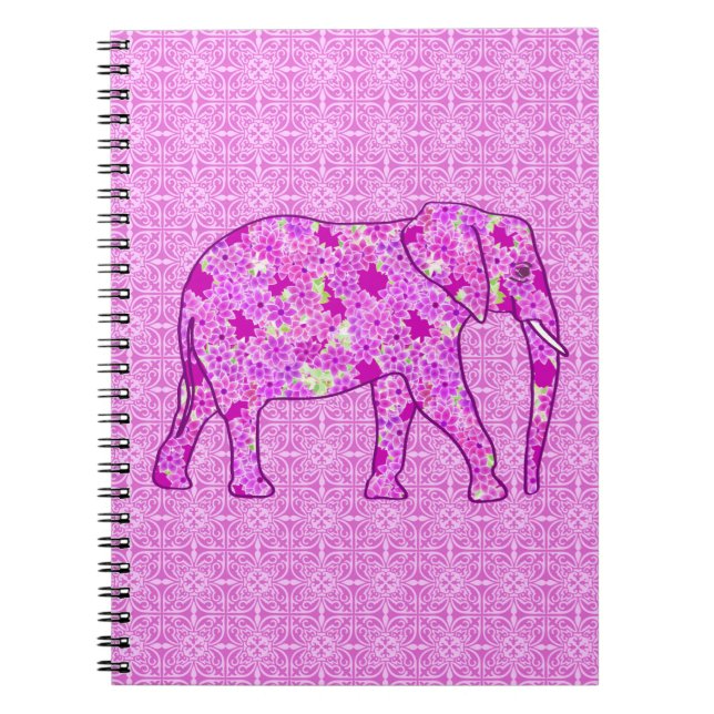 Blomelefant - orkidé och magenta anteckningsbok (Framsidan)