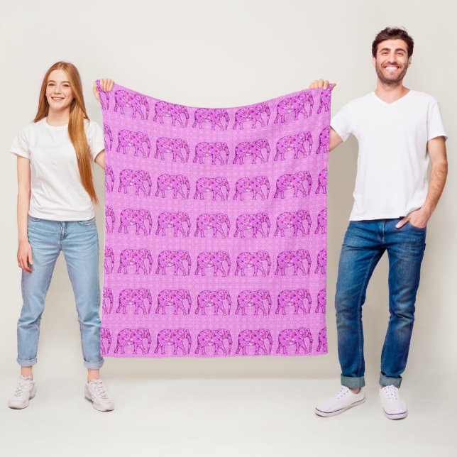 Blomelefant - orkidé och magenta fleecefilt (På plats)
