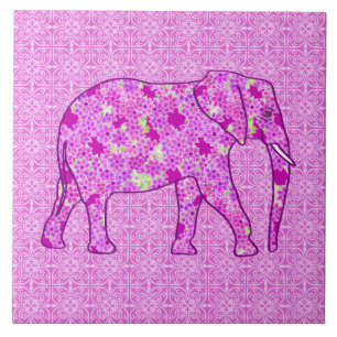 Blomelefant - orkidé och magenta kakelplatta