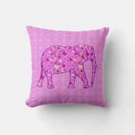 Blomelefant - orkidé och magenta kudde