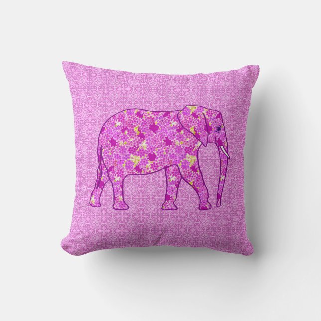 Blomelefant - orkidé och magenta kudde (Framsida)