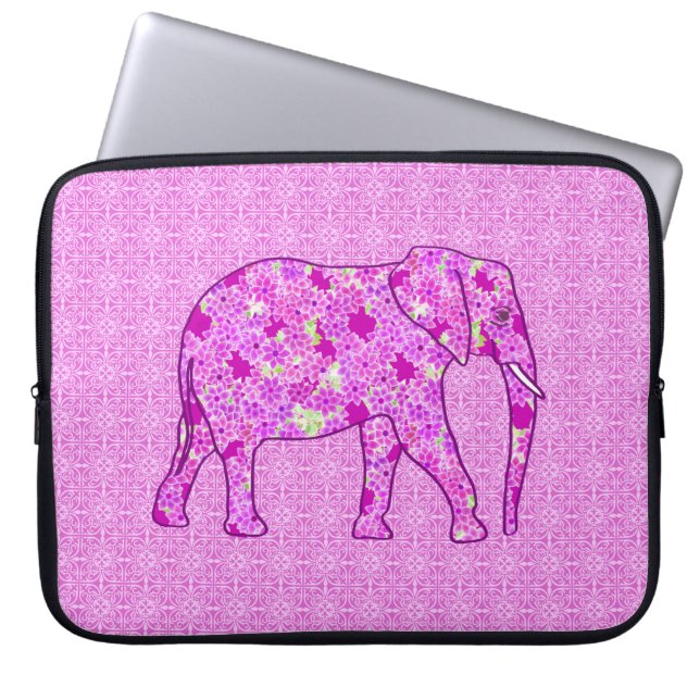 Blomelefant - orkidé och magenta laptop fodral (Framsidan)