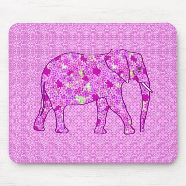 Blomelefant - orkidé och magenta musmatta (Framsidan)
