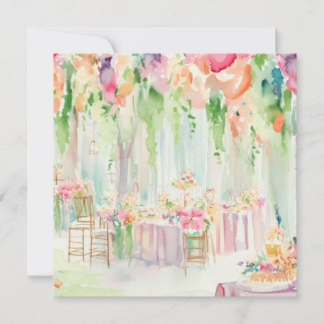 Blomens glädje: Pastellkrita, en babyskor Inbjudningar (Framsida)