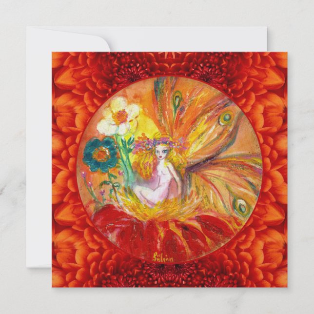 BLOMFAÉ Fantasi Inbjudan Röd Gul Fest (Framsida)