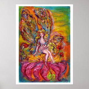BLOMFAE PÅ DEN ROSA IRISEN Fantasi Poster