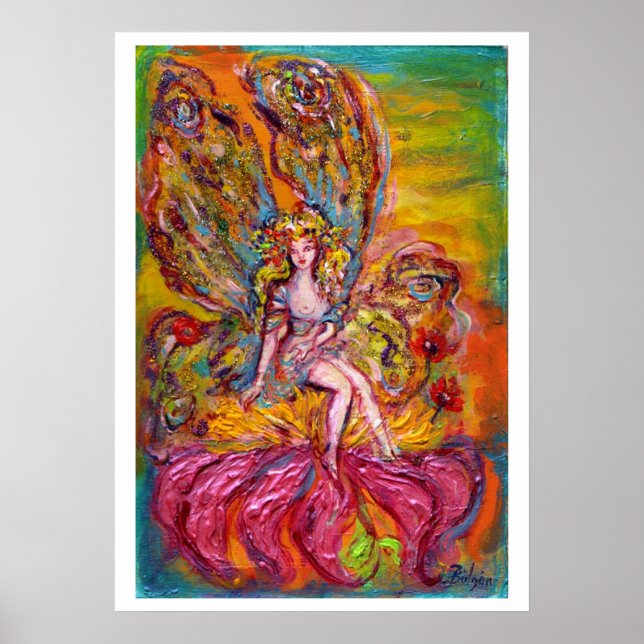 BLOMFAE PÅ DEN ROSA IRISEN Fantasi Poster (Framsidan)