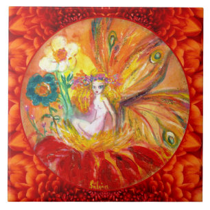 BLOMFAE Red Gult Fantasy Kakelplatta