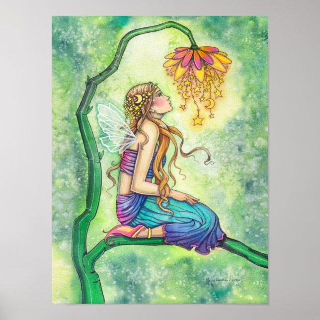 Blomfair vattenfärg illustration Drömmaren Poster (Framsidan)