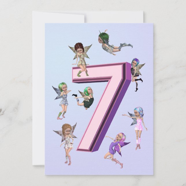 Blomfairies 7-års födelsedagsfest inbjudan (Framsida)