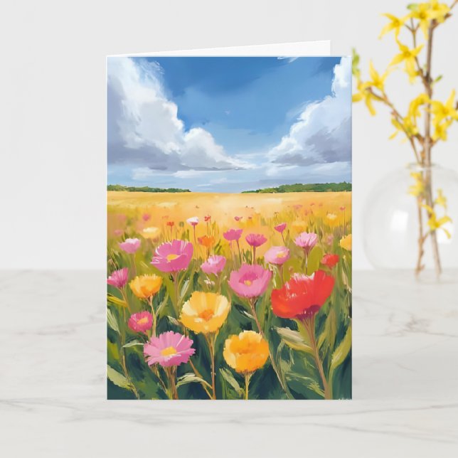 Blomfältslandskapsmålning Kort (Gul blomma)