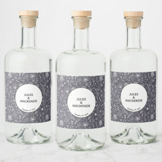 Blomfärgad, monokrom, modern spritflaskor etikett