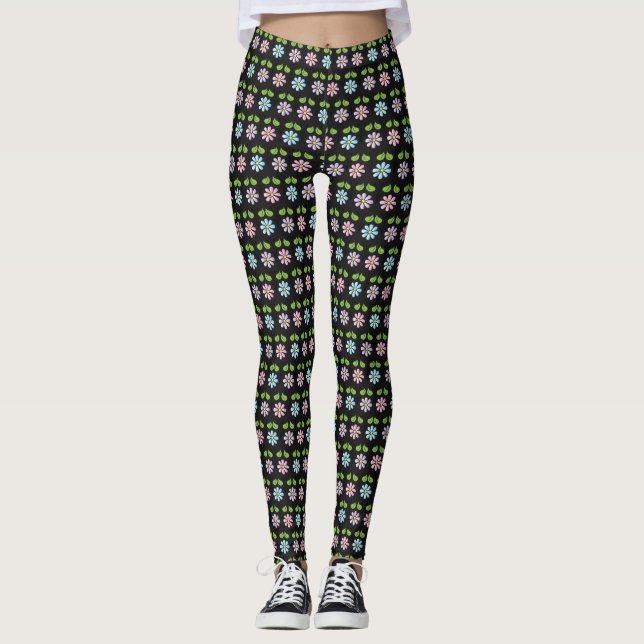 Blomfärgning flerfärgad Snyggt Leggings (Framsida)