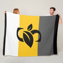 Blomfilt av svart och multifärgad rand logotyp fleecefilt