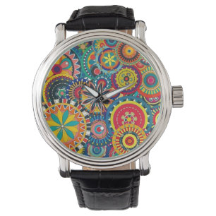 Blomfläckar Vintage Läderband Black Watch Armbandsur