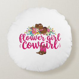 Blomflicka Cowgirl Pillow match med filt Rund Kudde