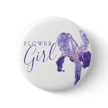 Blomflicka flagga iris lila bröllop pin / knapp