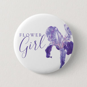 Blomflicka flagga iris lila bröllop pin / knapp