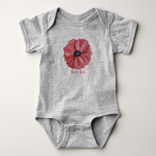 Blomflicka grått baby baby t shirt (Framsida)