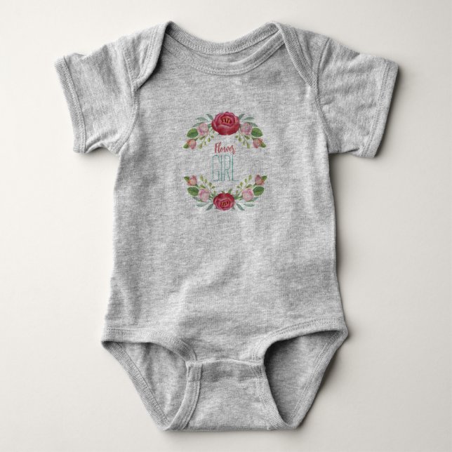 Blomflicka grått baby baby t shirt (Framsida)