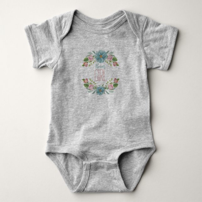 Blomflicka grått baby baby t shirt (Framsida)