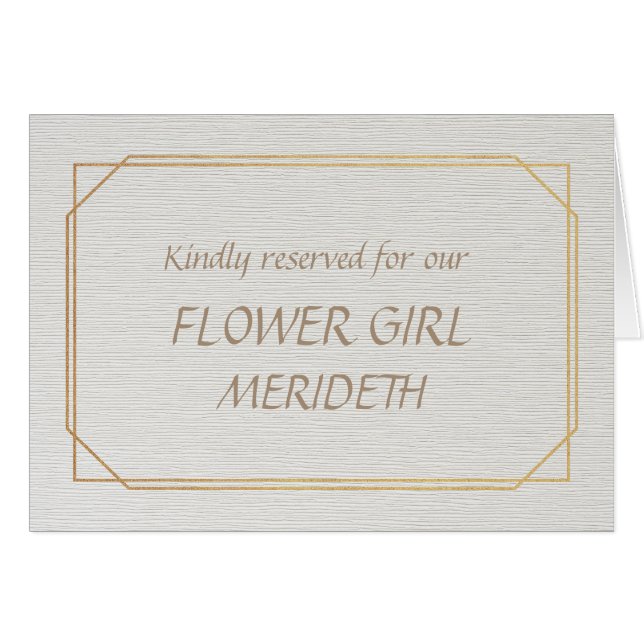 BLOMFlicka Guld och Vit Platskort OBS Kort (Framsidan Horizontal)