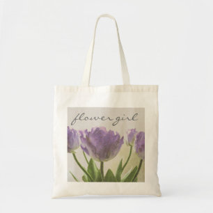 Blomflicka i påsen med lila bröllop tulips tygkasse