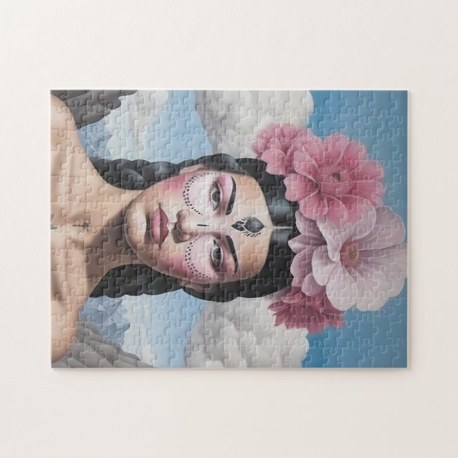 Blomflicka porträtt pussel (Horisontell)