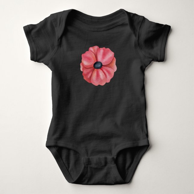 Blomflicka rosa baby-kroppsdräkt t shirt (Framsida)