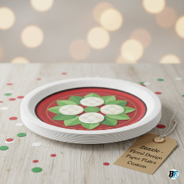 Blomformad på en Mörk röd med Gräns & Löv