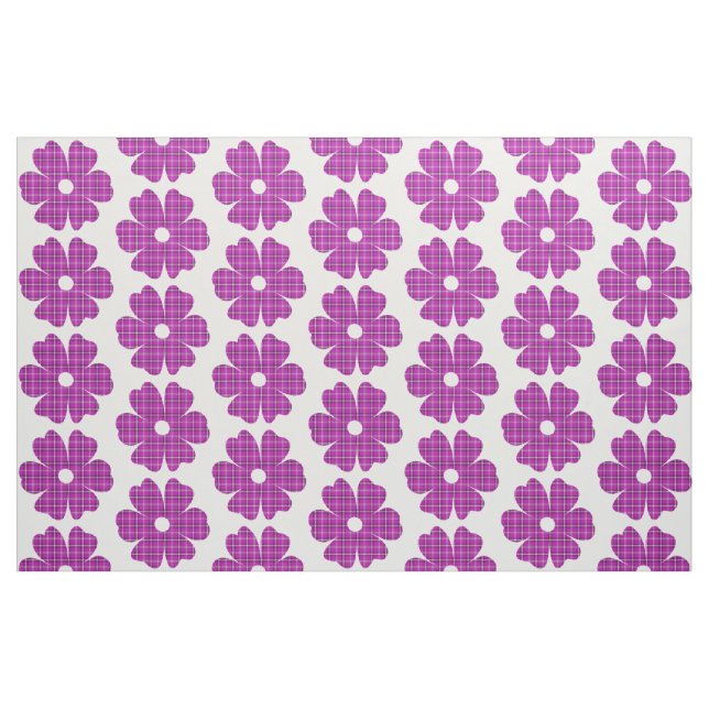 Blomformad Rutig Rosa Lila Tyg (Fat Quarter)