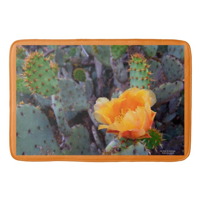 Blomfoto av orange, prickly pear opuntia cactus badrumsmatta (Framsidan)