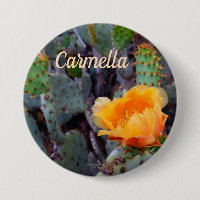 Blomfoto av orange, prickly pear opuntia cactus