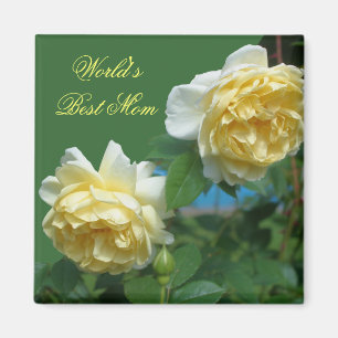 Blomfoto för bästa Mamma Gul ros Magnet