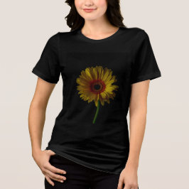 Blomfotosvarta kvinnors T-shirt