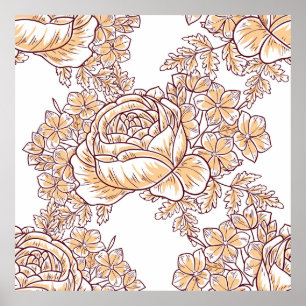 Blomfri blommar. Abstraktens elegans, sömlös mönst Poster