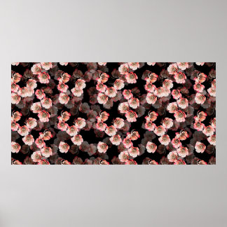 Blomfri blomning i mönster på svart poster