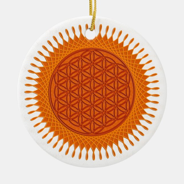 Blomfri levande/solig design julgransprydnad keramik (Framsidan)