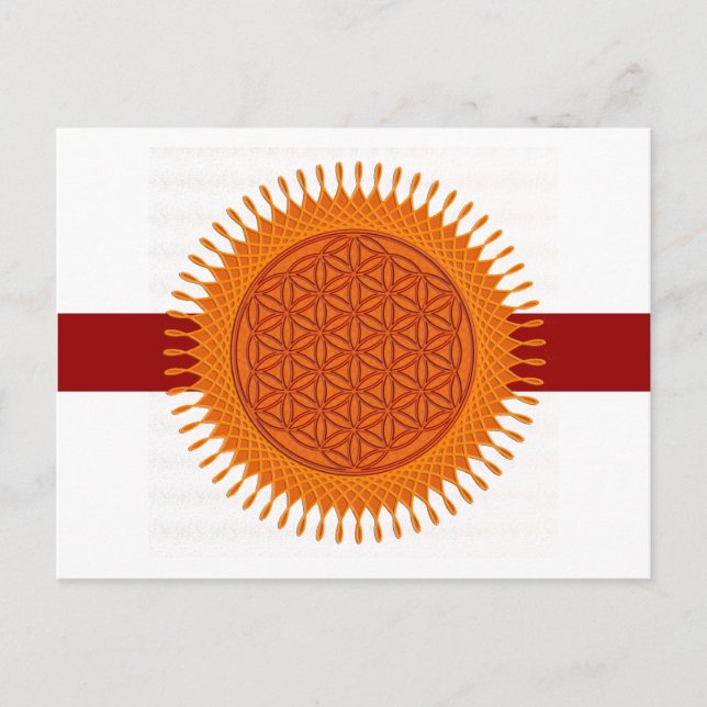 Blomfri levande/solig design | mörk Red rand Vykort (Framsida)